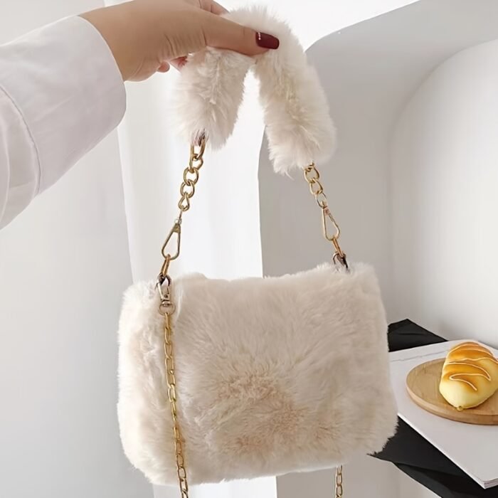 1pc Autumn/Winter Plush Handbag, Fashionable Crossbody Shoulder Bag for Women with Adjustable Strap, Lightweight Stylish Small Square Bag, Zipper Closure and Synthetic Lining, 5 Color Options - Image 10