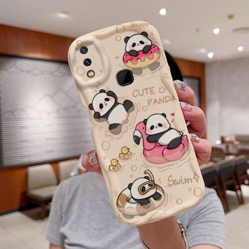 NY0101 NYW for Vivo for VIVO Y85 V9 Y89 Z1I Y91I Y95 U1 Pro NCT 127 Mobile Cover Featuring a Cute Panda Swimming Girl, Designed for Soft Protection Against Drops And Dirt.