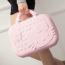 14 Inch Sandwich Cat Design Multifunctional Trolley Luggage Compartment - Grease-Resistant Makeup Travel Case with 4 Wheels, Pink Suitcase for Cosmetics Storage, Unisex for Men & Women, Luggage for Travel, Playful Aesthetic, Easygrip Handle