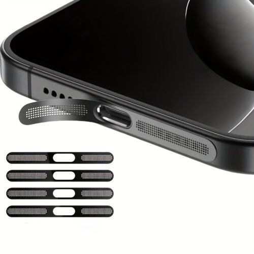 4pcs Ultra-Thin Metal Phone Speaker Dust Stickers for iPhone 16/15/14/13/12 series