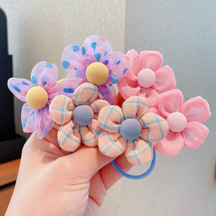10pcs set of flower and bow hair ties for children, cute hair ties for babies that do not damage the hair, hair braiding headbands for girls, no paper cards, bagged accessories - Image 7