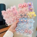 10pcs set of flower and bow hair ties for children, cute hair ties for babies that do not damage the hair, hair braiding headbands for girls, no paper cards, bagged accessories