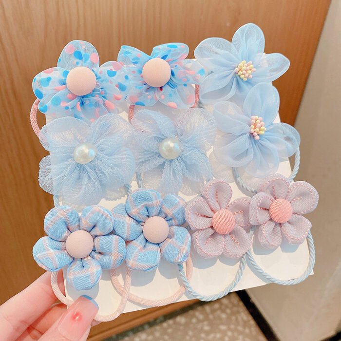 10pcs set of flower and bow hair ties for children, cute hair ties for babies that do not damage the hair, hair braiding headbands for girls, no paper cards, bagged accessories - Image 6