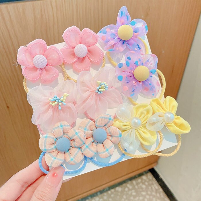 10pcs set of flower and bow hair ties for children, cute hair ties for babies that do not damage the hair, hair braiding headbands for girls, no paper cards, bagged accessories - Image 12