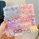 10pcs set of flower and bow hair ties for children, cute hair ties for babies that do not damage the hair, hair braiding headbands for girls, no paper cards, bagged accessories