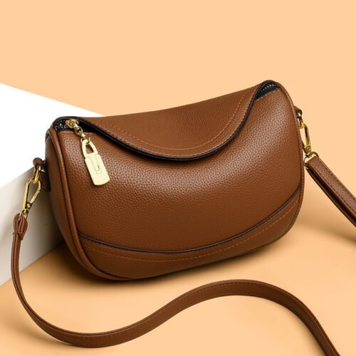 Women'S Vintage Crossbody Bag - Brown Purse with Adjustable Strap, Zipper Closure, Elegant Everyday & Formal Handbag for Women, Durable Fabric Construction, Crossbody Purse, Versatile Accessory, Textured Finish, Goldtone Hardware