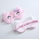 Cartoon Plush Sleeping Mask with Adjustable Tie Closure - Cute Cat Design with Fluffy Trim, Light Blocking Eyeshade for Restful Sleep, Polyester Material, No Battery Required, Travel Sleeping Mask|Cartoon Animal Design|Soft Comfortable Mask