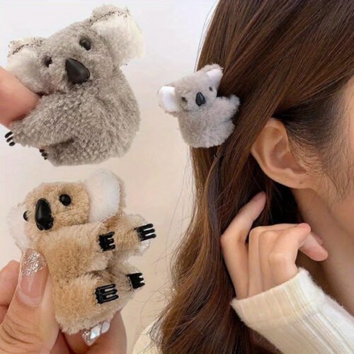 1pc Cute Koala Side Hair Clip Plush Animal Hair Accessories for s, Soft Fuzzy Unique Design, Polyester & Spandex, Suitable for Ages 14+, Fuzzy Design, Playful Hairpiece, Highquality Plush, Durable Hair Accessory, Decorative Hairpin, Animal Hairpiece, Women, Koala Lovers
