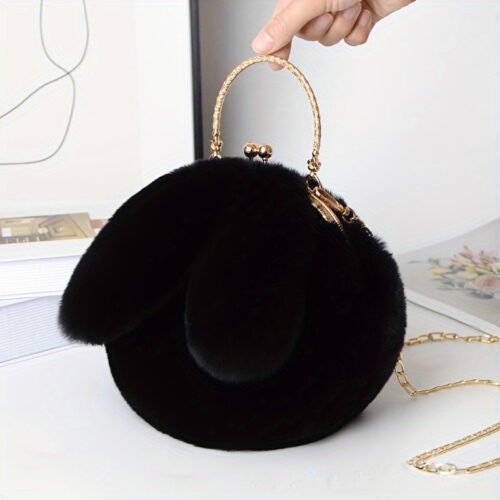 Cute Fluffy Bunny Design Handbag, Kawaii Easter Bunny Purse, Stylish Chain Shoulder Bag for Year Of The Rabbit, Kawaii Accessory, Seasonal Fashion, Playful Aesthetic, Stylish Handbag, Lightweight Purse, Durable Chain Strap, Statement Accessory, Cute Tote, Adults, Kawaii Lovers
