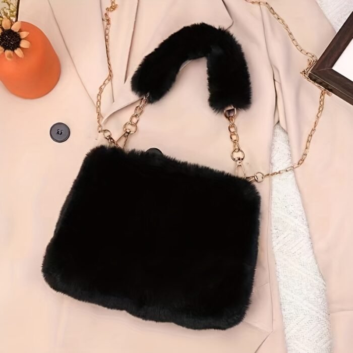 1pc Autumn/Winter Plush Handbag, Fashionable Crossbody Shoulder Bag for Women with Adjustable Strap, Lightweight Stylish Small Square Bag, Zipper Closure and Synthetic Lining, 5 Color Options - Image 11