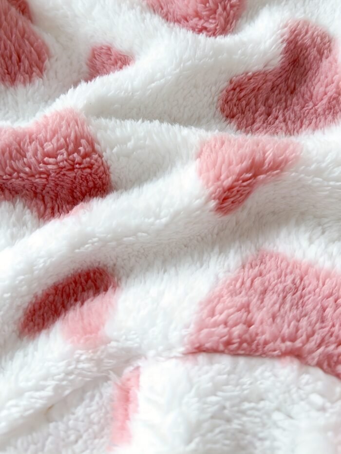 A Set of Warm Clothes for Baby Girls, Warm Hooded Fleece Jacket, Cardigan Top + Elastic Waist Warm Pants, Autumn And Winter Style, Cute Cold-Proof Jacket for Girls, Fur Zipper Outerwear, Outdoor Clothing Set, Newborn Children, Plush Warm Heart Pattern, Windproof Long-Sleeved Trousers, Two-Piece Set, 0-1-2-3 Years Old, 6-9 Months, Birthday Gift, Suitable for Outdoor Clothing, Leisure, Gathering, Party, Holiday Gift - Image 9