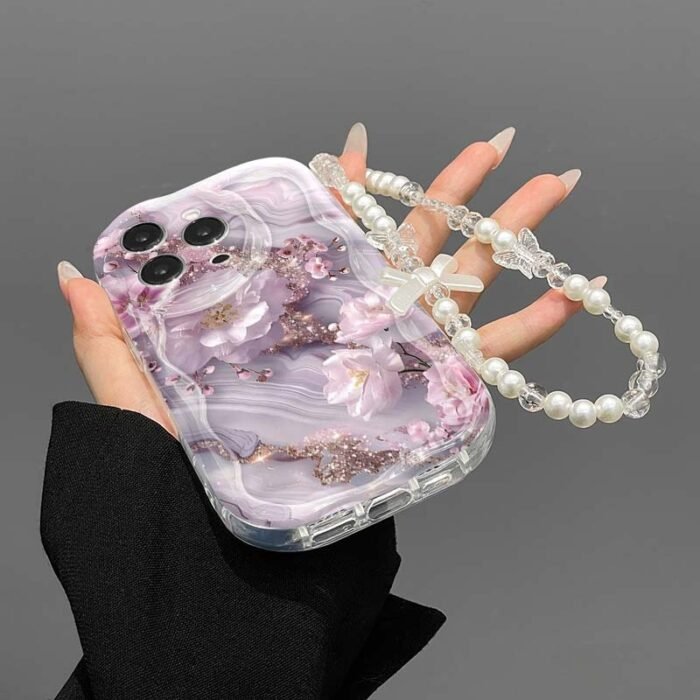 This trendy and robust shock-absorbing phone case features distinctive design, cute prints, and a hanging chain for added protection; it is compatible with Apple series 11/ 12/ 13/ 14/ 15/ 16 Pro Max, Samsung series A05/ A15/ A25/ A35/ A55/ S23/ S24 Ultra/ S25 U - Image 2