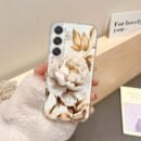 Golden Lotus Phone Case for Samsung for galaxy A02 A03S A04 A05S A06 A13 A14 A15 A16 5G A21S A22 A23 A24 A25 A26 A32 A34 A35 A36 A50 A52 A53 A54 A55 A55 A56 A73 S21 Ultra S22 Plus S23+ S24 FE S48 Cartoon Transparent Dropproof All-Inclusive TPU Phone Case Simple Fashion Shockproof Softshell Protective Case Ideas, Phone Case Protective, Designer Phone Case, Phone Protection, Modern Phone Cover, Trendy Device Accessory, Flexible Phone Shell, Protective Phone Cover, Everyday Accessories