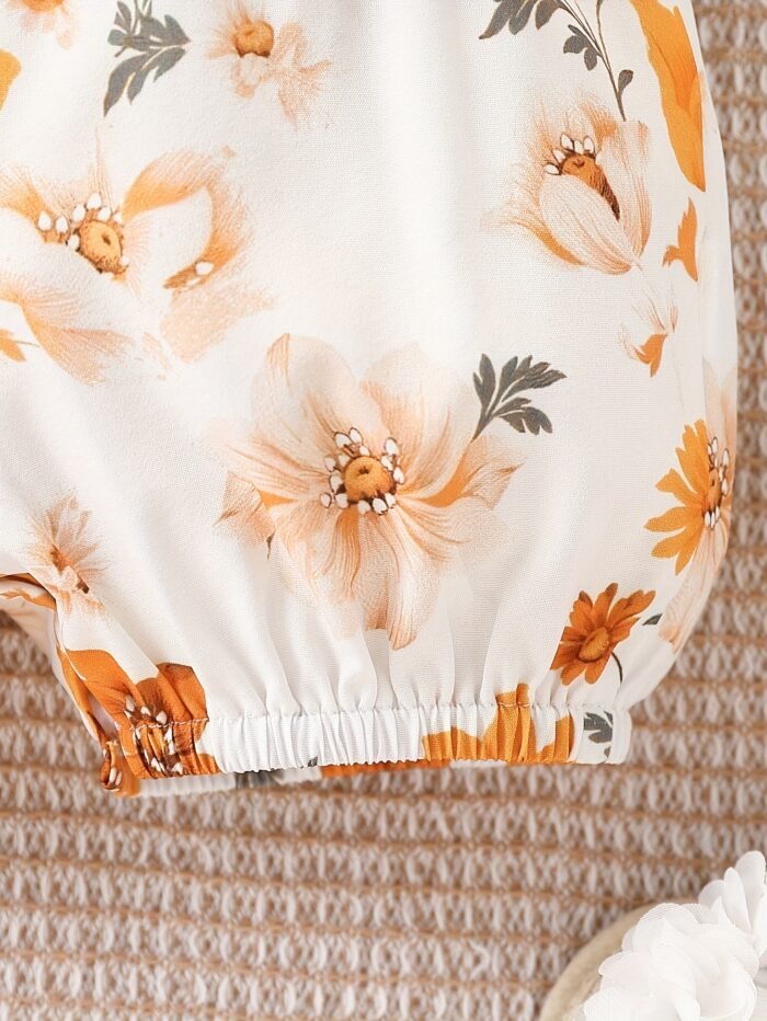 JOPGEEY Baby Girl Summer Romper - "I'm My Daddy'S Girl & My Girl" Floral Print Short Sleeve Bodysuit with Ruffled Hem & Belt, Stretchy Casual Outfit for Toddlers (Shoe Not Included), Baby Girl Outfits, Easy Dressing Baby, Comfortable Toddler Wear, Perfect for Outdoor - Image 6