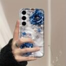 Blue Bewitching Rose Pearl Phone Case for Samsung for galaxy A02 A03S A04 A05S A06 A13 A14 A15 A16 5G A21S A22 A23 A24 A25 A26 A32 A34 A35 A36 A50 A52 A52 A53 A54 A55 A56 A73 S21 Ultra S22 Plus S23+ S24 FE S25 Cartoon Transparent Dropproof All-Inclusive TPU Phone Case Simple Fashion Shockproof Softshell Protective Case Trend New Pattern Ideas, Shopping Holiday Decoration Style Brings Fashion Grasp The Trend Earn Reward Consume And Have In As Autumn Moves Into Gifts Perfect Tools