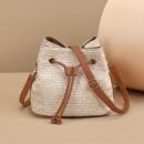 Women's Retro Bohemian Woven Crossbody Bag with Adjustable Strap & Magnetic Closure - Light Brown/White Wicker Texture Handbag, Golden-Tone Hardware, Lining - Beach Bag for Vacation, Everyday & Formal Events - Two Colors Available (Light Brown White) - Woven Fabric Design, Secure Drawstring Closure, Versatile Bohemian Style, Durable & Stylish for Casual Formal Outfits, Vacation Accessory, Lightweight Handbag, Fashion Women, Boho Lovers