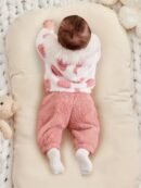 A Set of Warm Clothes for Baby Girls, Warm Hooded Fleece Jacket, Cardigan Top + Elastic Waist Warm Pants, Autumn And Winter Style, Cute Cold-Proof Jacket for Girls, Fur Zipper Outerwear, Outdoor Clothing Set, Newborn Children, Plush Warm Heart Pattern, Windproof Long-Sleeved Trousers, Two-Piece Set, 0-1-2-3 Years Old, 6-9 Months, Birthday Gift, Suitable for Outdoor Clothing, Leisure, Gathering, Party, Holiday Gift