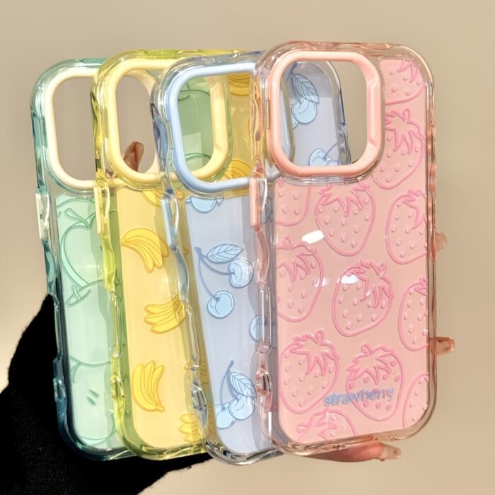 Cute And Stylish Dopamine Jelly Fruit Phone Case, Suitable for Apple for iphone 17/16/XR/11/12/13/14/15 Plus Pro Max/Plus And Other Models. Durable, Stain-Resistant, And Fingerprint-Proof, Making It a Perfect Birthday Gift for Your Girlfriend, Boyfriend, Spouse, Or Friends. Available in Blue Jelly with Blue Frame And Pink Jelly with Pink Frame Featuring Cherry And Strawberry Designs, Phone Case(s), Case - Image 2