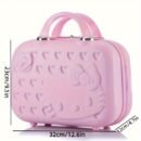 14 Inch Sandwich Cat Design Multifunctional Trolley Luggage Compartment - Grease-Resistant Makeup Travel Case with 4 Wheels, Pink Suitcase for Cosmetics Storage, Unisex for Men & Women, Luggage for Travel, Playful Aesthetic, Easygrip Handle