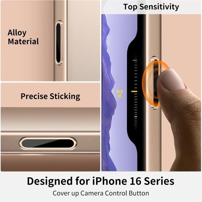 for iPhone 16/16 Plus/16 Pro/16 Pro Max, No Battery, Compatible with All Cases, for iPhone 16 Series Camera Button Protector, for iPhone 16 Series Universal Camera Control Button Protector, High Hardness Glass HD Protective Case, Aluminum Alloy, with Zoom/Click/Slide - Image 17
