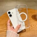 Luxury Transparent Magnetic Wireless Charging Phone Case for iPhone 17 Air 16 15 14 13 12 11 Pro Max Plus Shockproof Transparent Hard Back Cover, Phone Drop Protection, Shockproof Phone Protection, Magnetic Phone Cover, Transparent Hard Case, Sleek Phone Accessory, Minimalist Phone Case, Precision Molded, Impact Resistant Case, Tech En