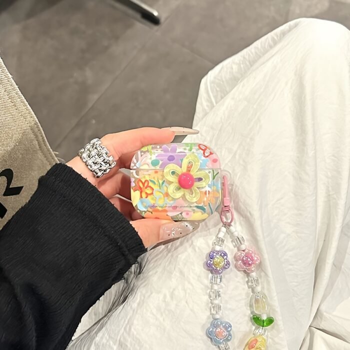 Colorful Flower Compatible with AirPods 1/2/3 Generation, AirPods Pro, AirPods Pro2 Earphone Protective Case, Airpods Protective Case with Free Hanging Chain - Image 10