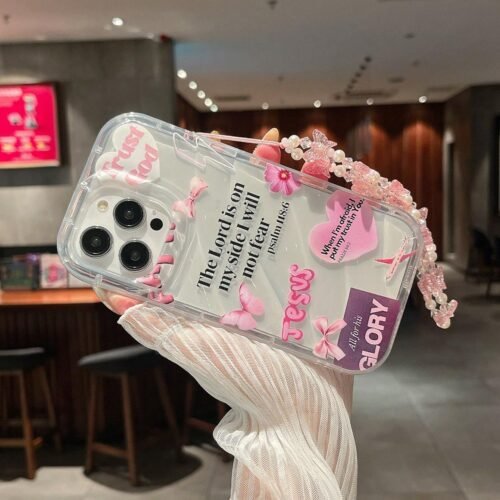 Carry Love, Pink Element Phone Case with Lanyard Suitable for iPhone 16 15 14 13 12 11 Pro Max 14 15 16 Plus XS XR X 8 7