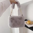 1pc Autumn/Winter Plush Handbag, Fashionable Crossbody Shoulder Bag for Women with Adjustable Strap, Lightweight Stylish Small Square Bag, Zipper Closure and Synthetic Lining, 5 Color Options