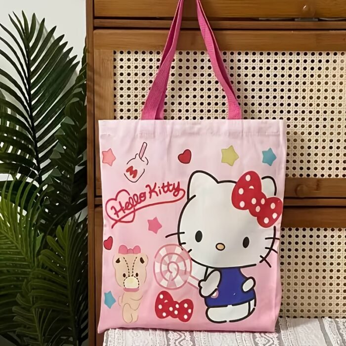 1pc Sanrio for hello kitty for my melody for kuromi for cinnamoroll Cute Cartoon Large Capacity Tote Bag, Foldable Shoulder Bag with Fixed Strap, Open Closure, Unlined, for Daily Commute, Laptop Bag, Small Gift Prize, Computer Bag, Sanrio - Image 4