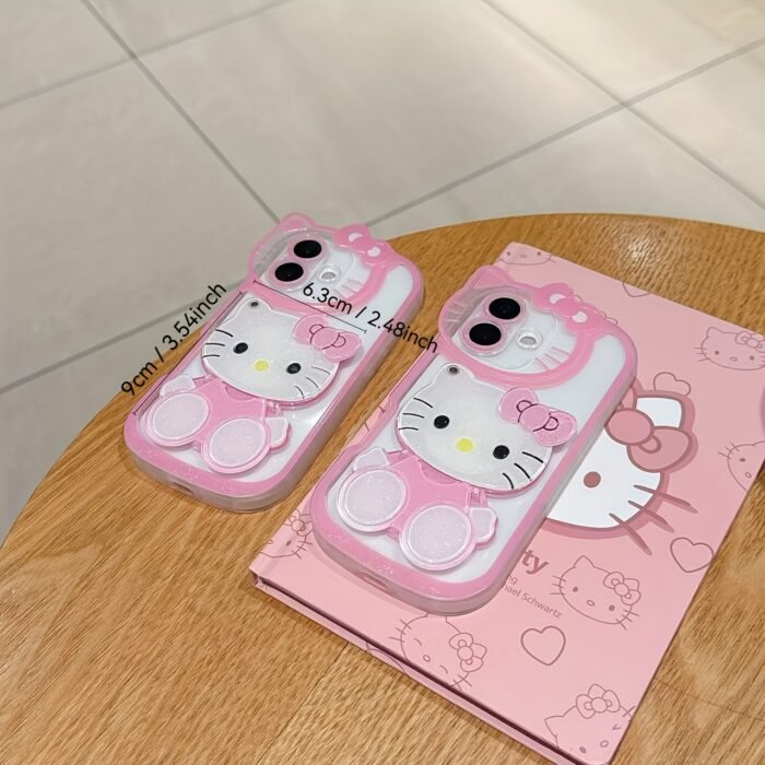 2025 New Sanrio for hello kitty Phone Case Stand, Multifunctional Phone Holder with Small Mirror, Exquisite Design Makeup Mirror Desktop Phone Stand, Perfect Gift! Christmas Gift, Suitable for iPhone 13 and All Phone Cases - Image 11