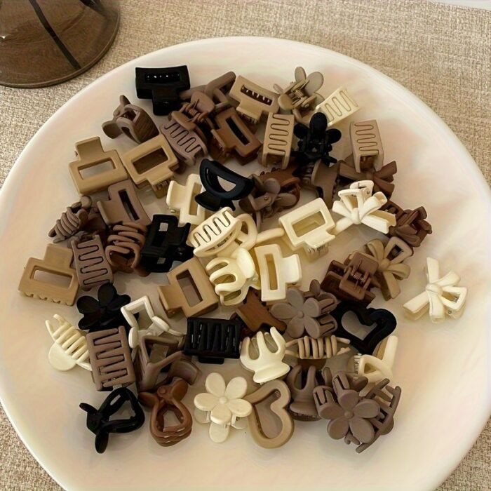 2pcs Random color Brown Mini Claw Clips Little Princess Hairpin Bangs Elastic Band Random Styles - Image 2