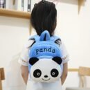 Cute Cartoon Animal Plush 1pc Backpack - Lightweight Polyester, Adjustable Straps, Embroidered Zip Closure, Hand Wash - Sky Blue Panda & Friends Design, Ideal for College, Gift for Age 3+