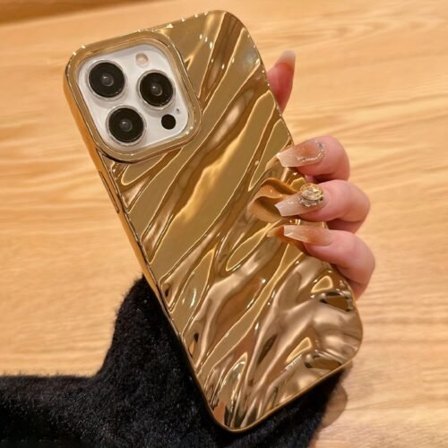 Trendy Electroplated Water Ripple Design Compatible with Iphone Models 16, 15, 14, 13, 12, And 11, Serving As a Protective Phone Case.