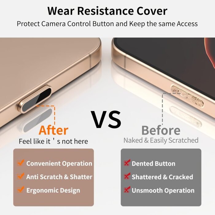 for iPhone 16/16 Plus/16 Pro/16 Pro Max, No Battery, Compatible with All Cases, for iPhone 16 Series Camera Button Protector, for iPhone 16 Series Universal Camera Control Button Protector, High Hardness Glass HD Protective Case, Aluminum Alloy, with Zoom/Click/Slide - Image 12