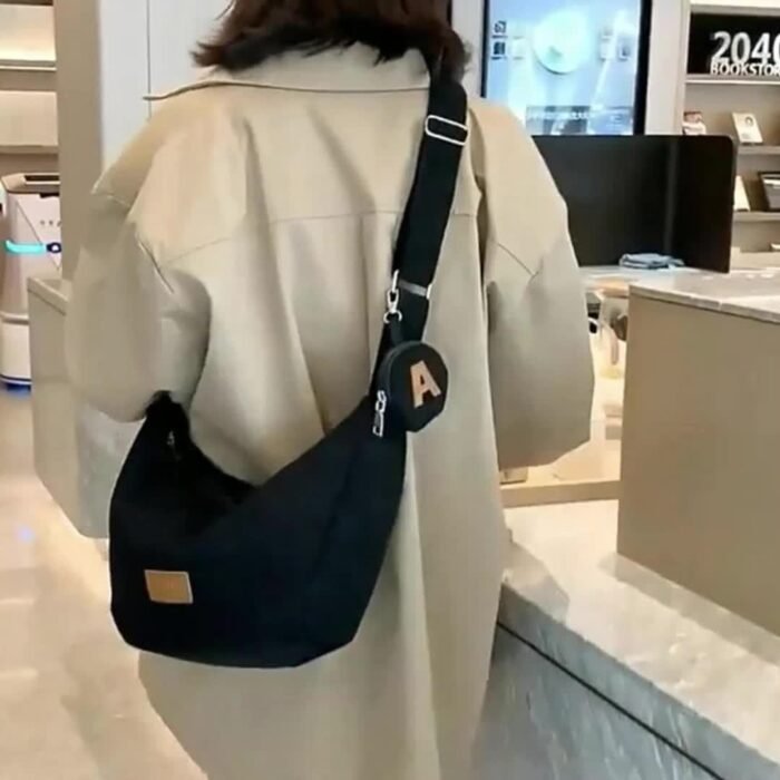 Women'S Casual Corduroy Shoulder Bag - Lightweight, Adjustable Strap, Zipper Closure, Polyester Lining, Edge Paint Detail, Preppy Style, Ideal for Hiking, Cycling, and Everyday Use, Casual Accessory | Casual Style Bag | Lightweight Bag - Image 11