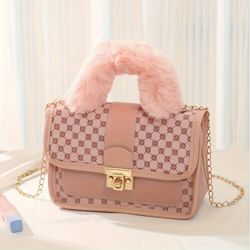Women's Elegant Pastel Pink/Soft Pink/Handbag - with Golden-Tone Hardware, Structured Synthetic Leather Purse for Everyday & Formal Events, Chic Ladies' Shoulder Bag Clutch, Cute Purse, Formal Accessory, Playful Design, Secure Clasp Closure, Party Clutch, Stylish Clutch, Highquality Finish, Ladies Handbag, Fashion Women