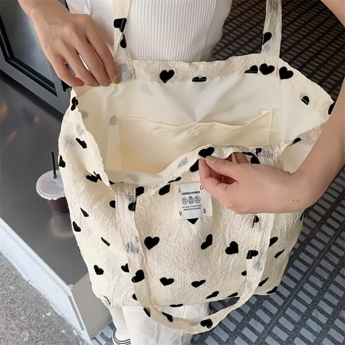 Women'S Large Capacity Tote Bag - Open Top Everyday Shoulder Purse, Spacious Work Bag for Women, Students, Professionals - Minimalist Everyday Carryall, Student Accessory, Playful Design, Durable Fabric, Versatile Handbag, Student Essentials - Image 8