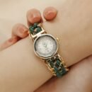 1pc Elegant Quartz Watch with Golden-Tone Alloy Case & Black Braided Strap, Roman Numeral Dial, Accents - Perfect Gift for Her Day, Birthday, Anniversary - Versatile for Casual & Formal Wear