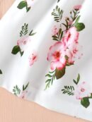 Baby Girl'S Summer Cute Bubble Sleeve White Floral Pattern Elegant Dress for Toddlers and Kids, Perfect for Outdoor