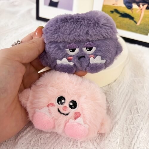 3D Plush Model Headphone Case for Apple AirPods, Lightweight Polyurethane Hybrid Shell, Cute Animal Design, Protective Cover for AirPods 1/2/Pro/Pro2/3/4 - Pink & Purple