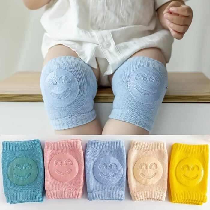 Four-Season Plush Baby Knee Pads with Adjustable Elastic Cuffs - Non-Slip Crawling & Walking Support for Infants, Soft Breathable Design in Light Blue, Yellow, Pink, Beige, Baby Knee Pads, Crawling Baby Gear, Playful Design, Comfortable Fit - Image 2