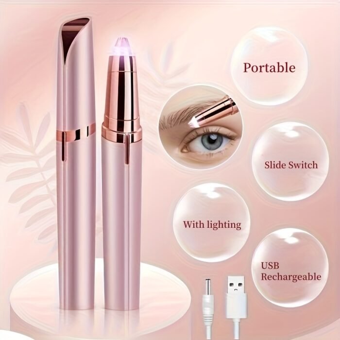 Electric Eyebrow Trimmer, Automatic, USB Charging, Rechargeable Lithium Battery 60mAh, Unscented, Abs Material, with Eyebrow Knife and Shaper (or Blade) for Women, Unisex Body Hair Remover - Image 4