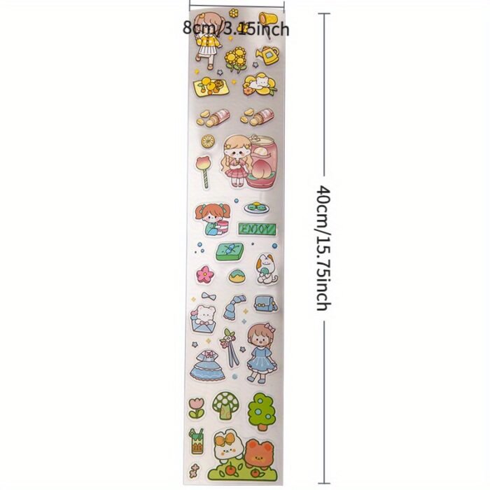 20 sheets (lots of pcs)Cute Cartoon PET Decals - DIY Transparent Stickers for Laptop Decoration, Water Bottles, Helmet& More - Versatile Adhesive Decor - Image 2