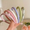 62pcs/1pc, Women's Plaid & Solid Color Headbands - Sweet Pink, Stylish Polyester Hair Accessories for Travel, Vacations, and Daily Wear
