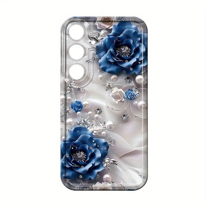 Blue Bewitching Rose Pearl Phone Case for Samsung for galaxy A02 A03S A04 A05S A06 A13 A14 A15 A16 5G A21S A22 A23 A24 A25 A26 A32 A34 A35 A36 A50 A52 A52 A53 A54 A55 A56 A73 S21 Ultra S22 Plus S23+ S24 FE S25 Cartoon Transparent Dropproof All-Inclusive TPU Phone Case Simple Fashion Shockproof Softshell Protective Case Trend New Pattern Ideas, Shopping Holiday Decoration Style Brings Fashion Grasp The Trend Earn Reward Consume And Have In As Autumn Moves Into Gifts Perfect Tools - Image 2