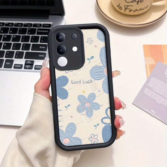 This Is a Cute Blue Flower Phone Case Designed for The VIVO Y29 4G, Featuring a Soft And Playful Style. It Is Elegant, Durable, And Resistant to Dirt, with a Unique Design That Stands Out. The Case Offers Protection with Shock-Absorbing Features And Is Perfect for a Youthful, Trendy Look. It'S a Fashionable Gift for Those Who Appreciate a Fresh, Artistic Vibe, Suitable for Both Casual And Anime - Image 4