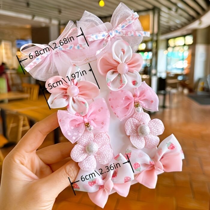 10pcs Candy Color Hair Barrettes Bowknot Shaped Hair Clips Flower Shaped Hair Fringe Clips For Women And  daily use - Image 9