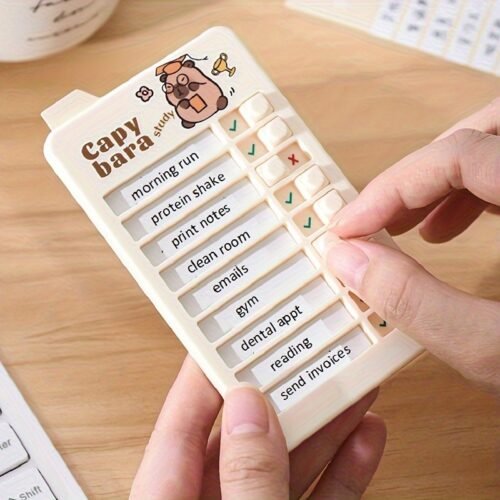 1 Mini Personal Check-In Planner & To-Do List Organizer - Detachable Cardboard Daily Planner with Task Table, Goal Setting, Time Management & Productivity Tracking for Teens, 2D Flat, Undated Cover