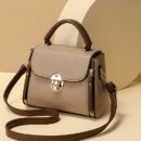 Casual Style Crossbody Bag for Women with Adjustable Strap, Solid Color, Magnet Closure, PU Material, Polyester Lined, Dry Clean Only, Edge Painted – Black Khaki Messenger Bag from Baigou