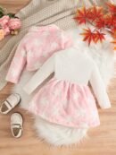 Autumn/Winter New Plush Long-Sleeve Cardigan Vest + Cozy Warm Dress 2pcs Set, Perfect for Outdoor Wear, Perfect for Outdoor